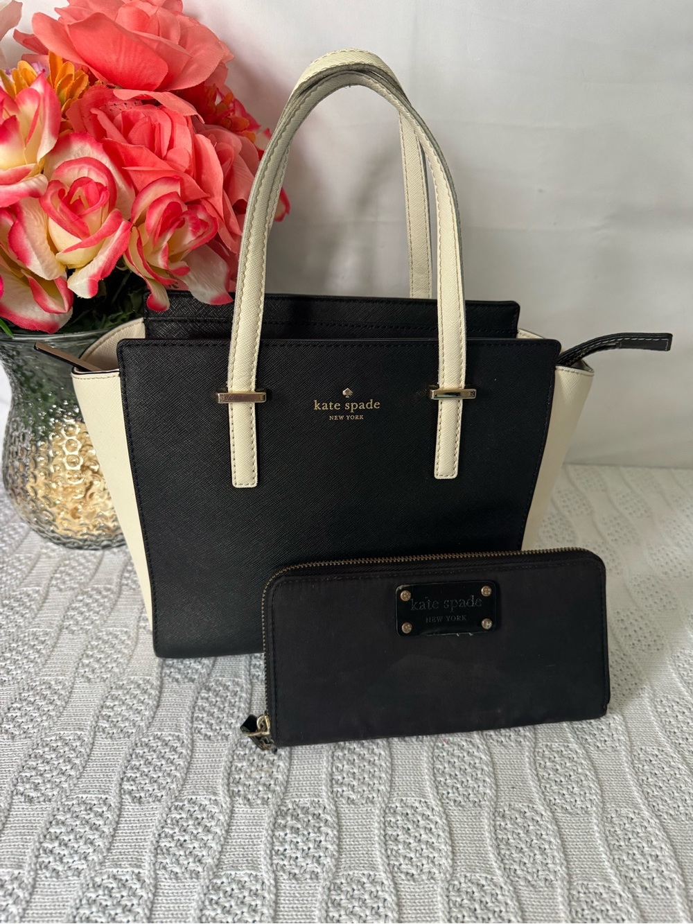 2pc Kate Spade color block satchel & wallet